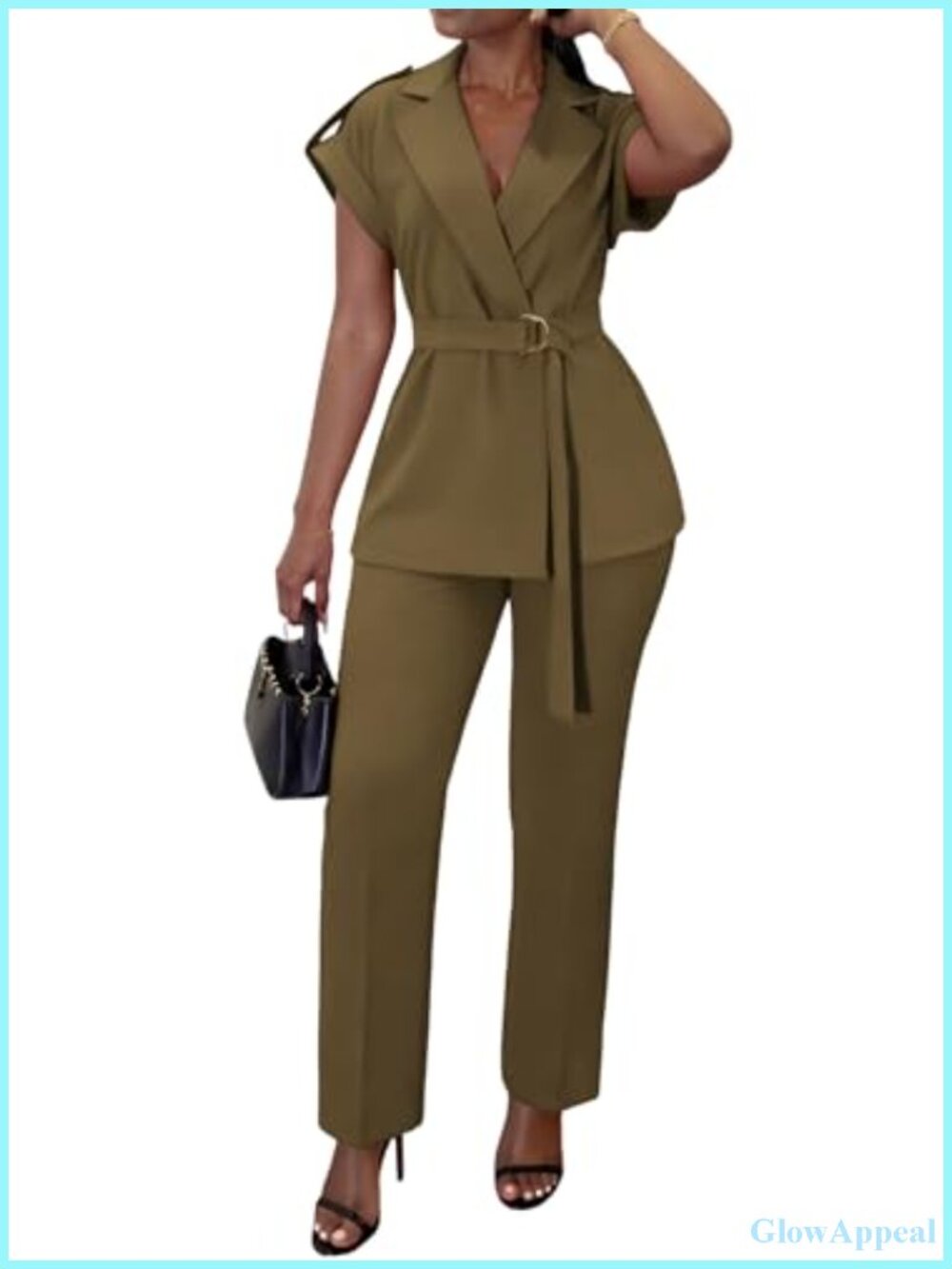 Women's 2 Piece Pant Suit Set Sleeveless Blazer Vest & Trousers Business Casual